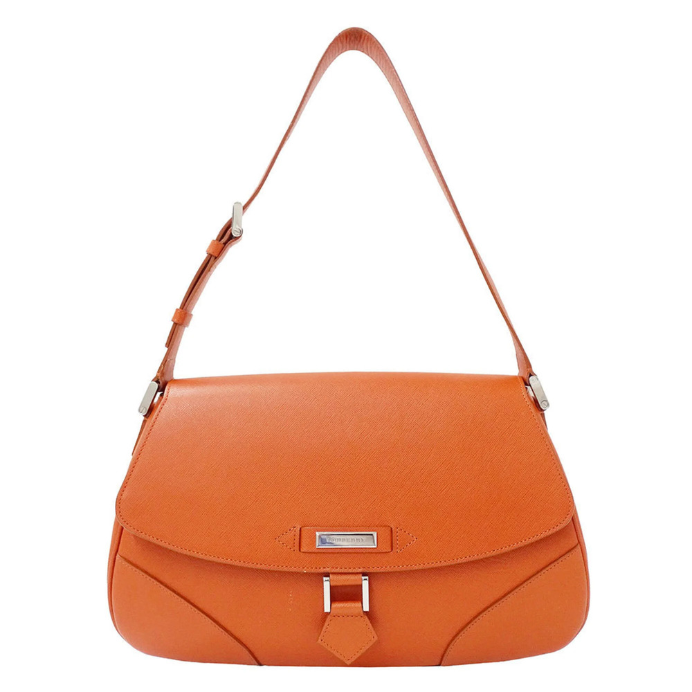 Burberry handbag for women, brand name shoulder bag, leather, terracotta, one...